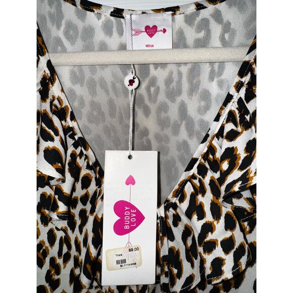 BUDDY LOVE Trixie Mini Ruffled Leopard Print Dress Size Medium NEW with Tags - Picture 6 of 8